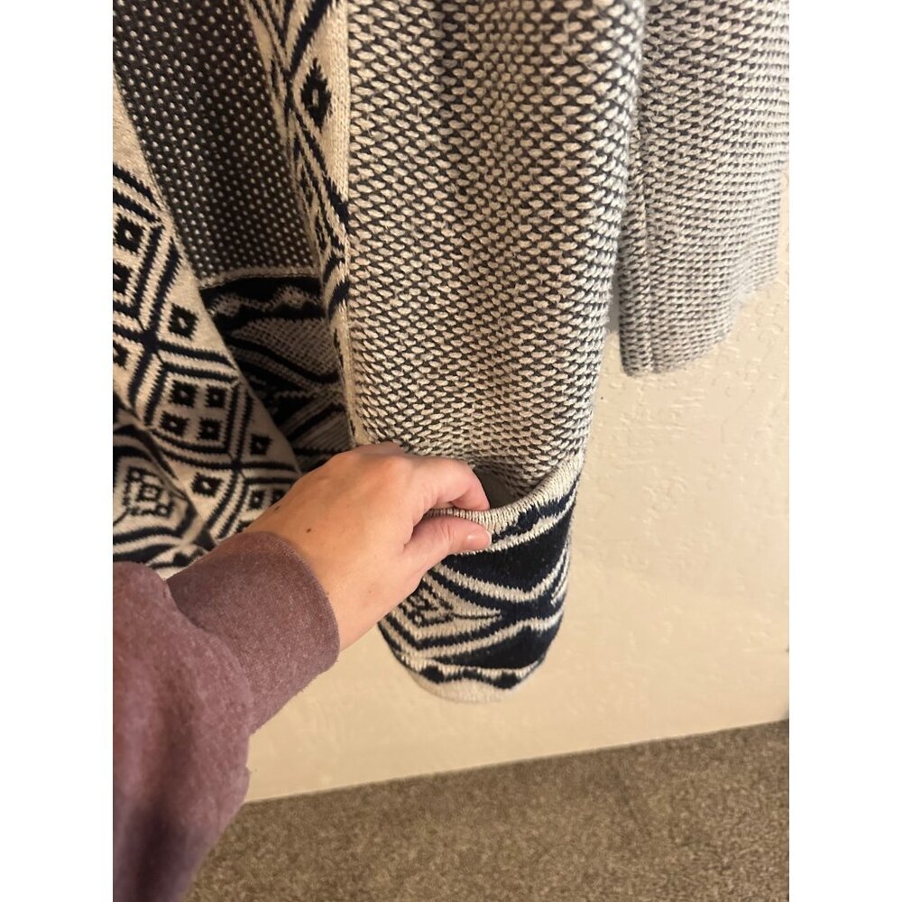 Y Old Navy Jacquard Fair Isle Winter Open Front Long Cozy Cardigan - Picture 6 of 12